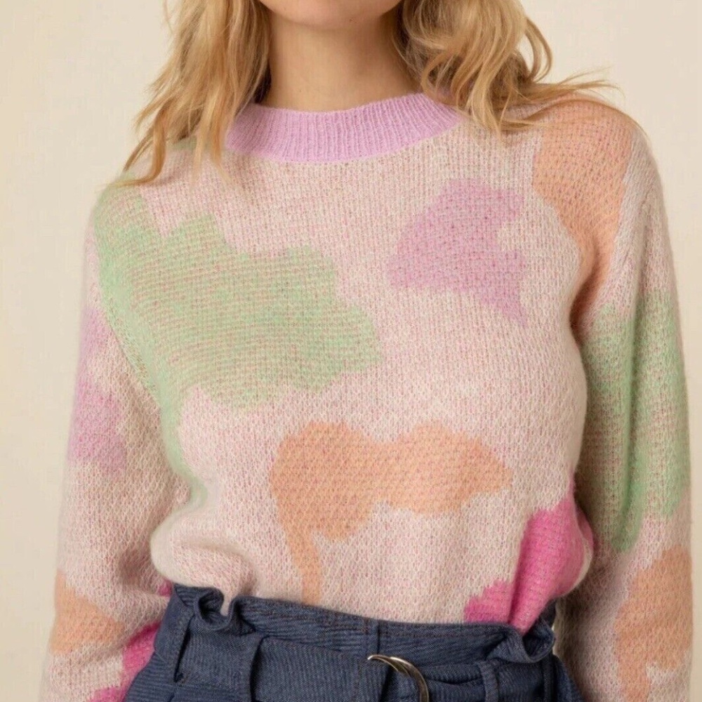 Anthropologie FRNCH Paris Nile Oversized Pullover Mohair Blend Sweater Sz L